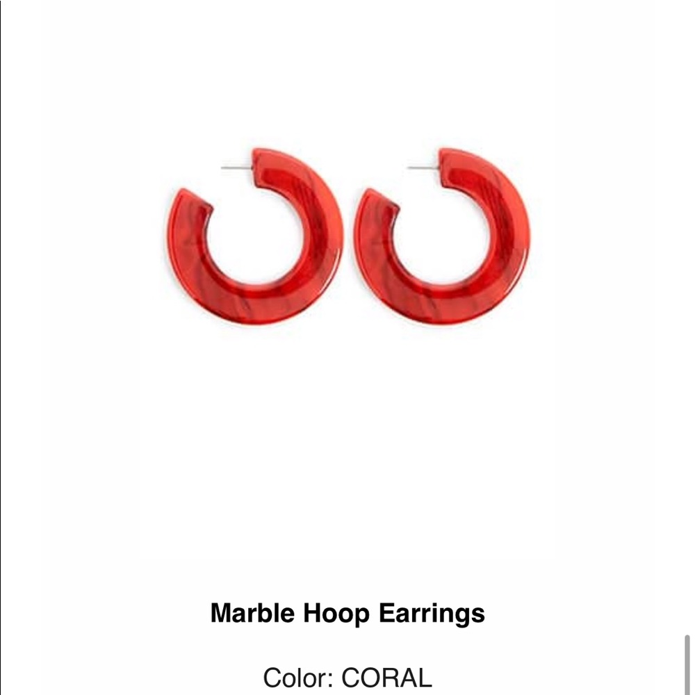 “CORAL” RED MARBLE HOOPS
